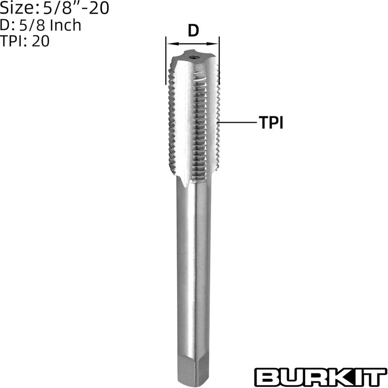 Burkit 5/8"-20 UN خيط حفر يدوي يمين، HSS 5/8 x 20 UN حفر مستقيم ذو أخاديد - Image 2